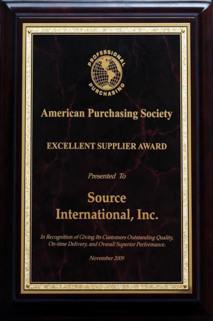 The American Purchasing Society 2009 Excellent Supplier Award